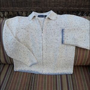 Womens zip front tweed knit sweater, never worn